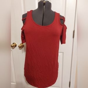 Maroon Cut Out Shoulders Top